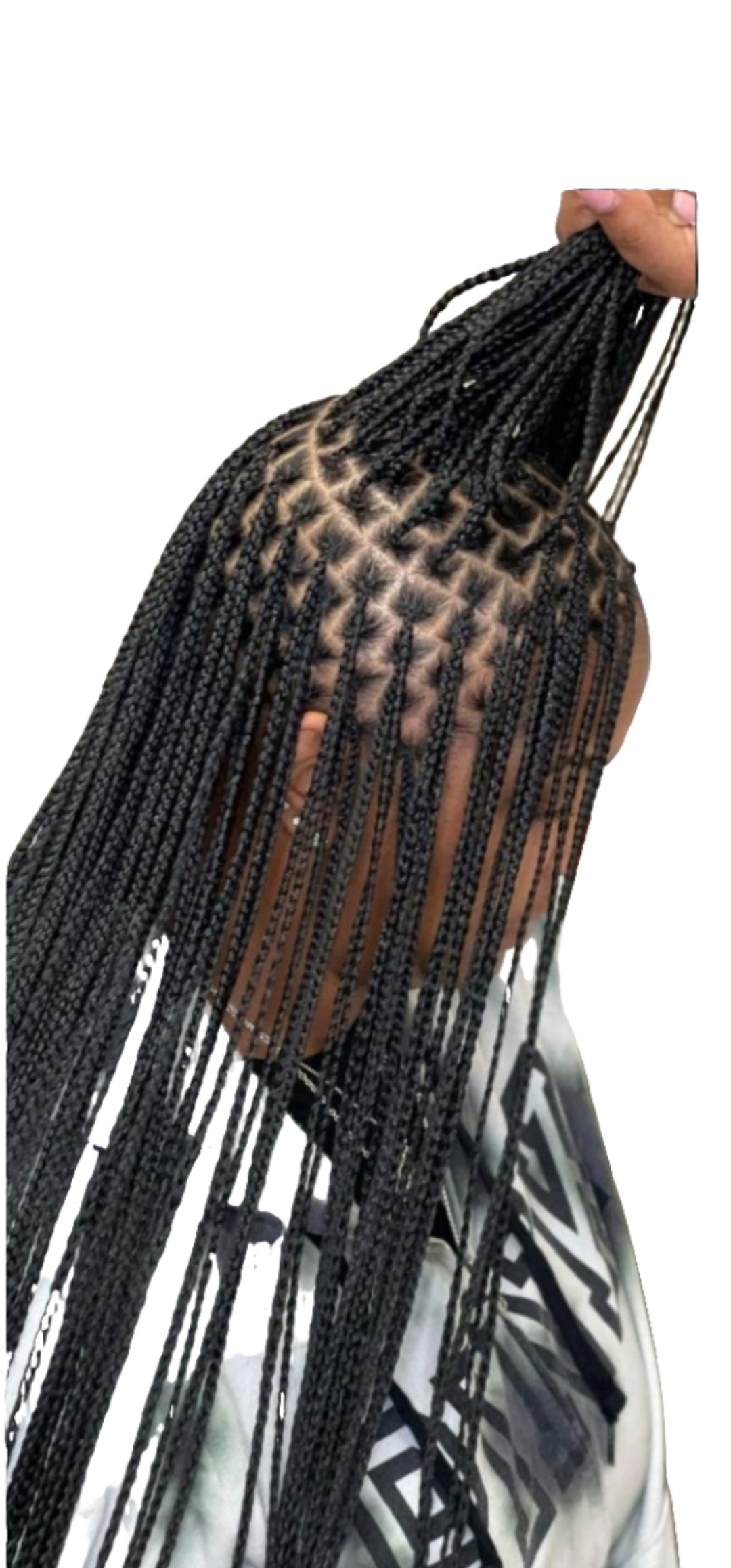 ( 1 ) - EXTRA SMALL KNOTLESS BOX BRAIDS WITH HAIR INCLUDED. (SHOULDER LENGTH - $250) ( MID-BACK- $300) ( WAIST-LENGTH -$350) ( BUTT LENGTH $400).