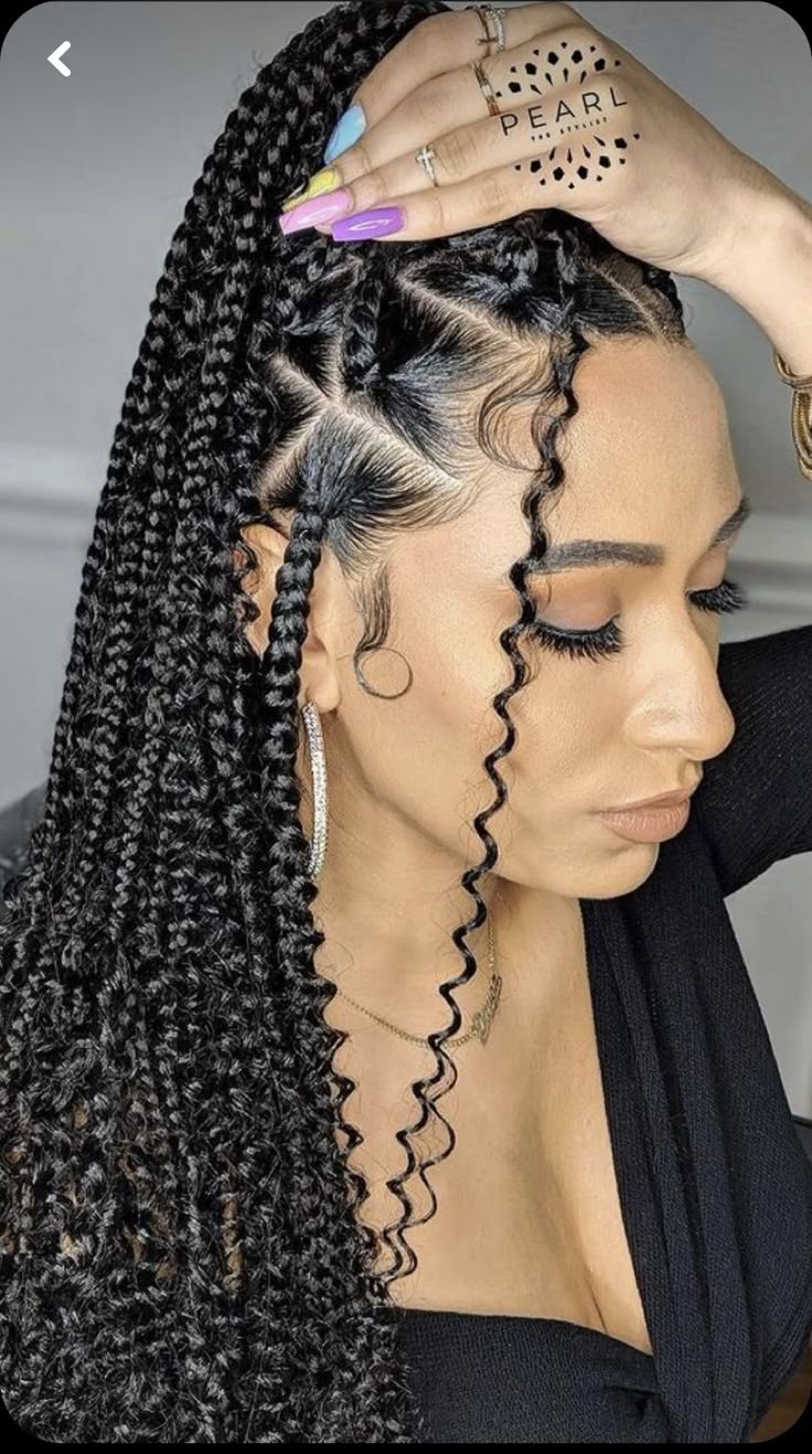 (1b) LARGE BOHO KNOTLESS BOX BRAID SHOULDER LENGTH