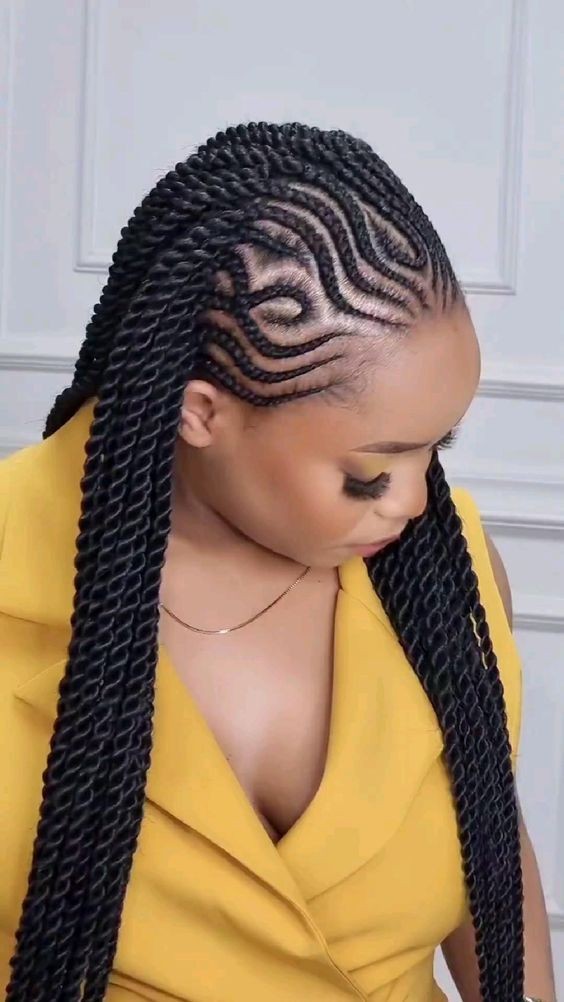 CONROWS DESIGN WITH TWIST, WAIST LENGTH TO MID-BACK AND HAIR-INCLUDED