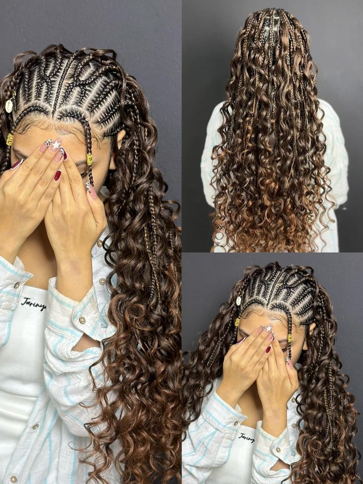 (D) beautiful boho conrows for princess. CURLY hair not included.