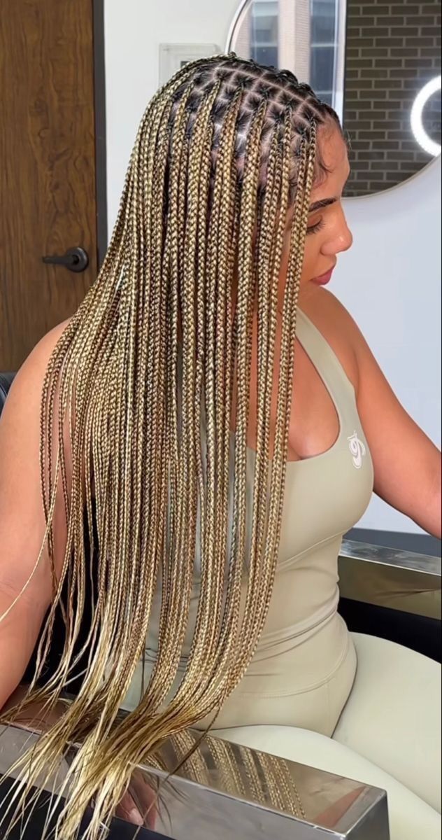 (1c) KNOTLESS BOX BRAID SMALL BLENDED COLOR ,(MID -BACK $250) (WAIST-LENGTH $280) ( BUTT OR UNDER BUTT $300) HAIR-INCLUDED
