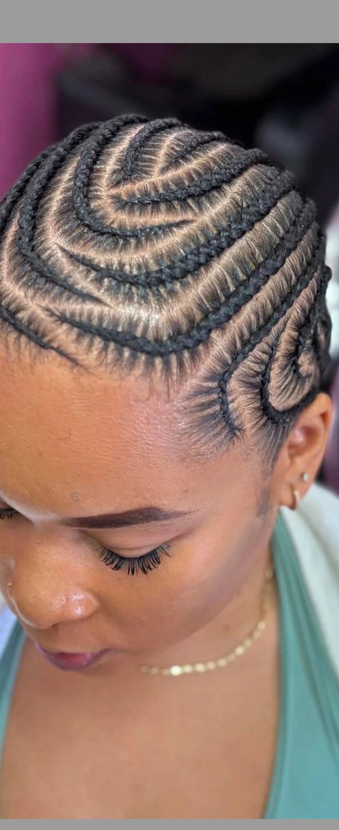 (C9) STITCH CONROWS DESIGN WITH BOHO CURLS, (SYTHENTIC CURLS)