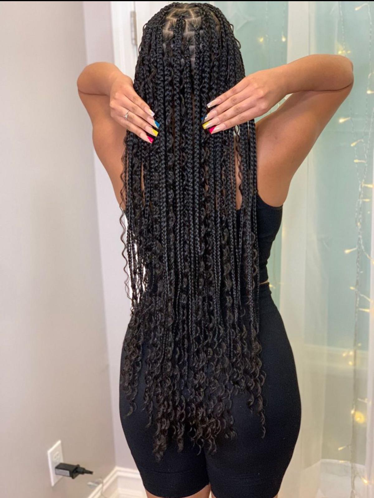 (B6) KNOTLESS BOX BRAIDS & TWISTS (MID-BACK $250) (WAIST-LENGTH $270) ( BUTT OR UNDER BUTT $300) HAIR-INCLUDED.