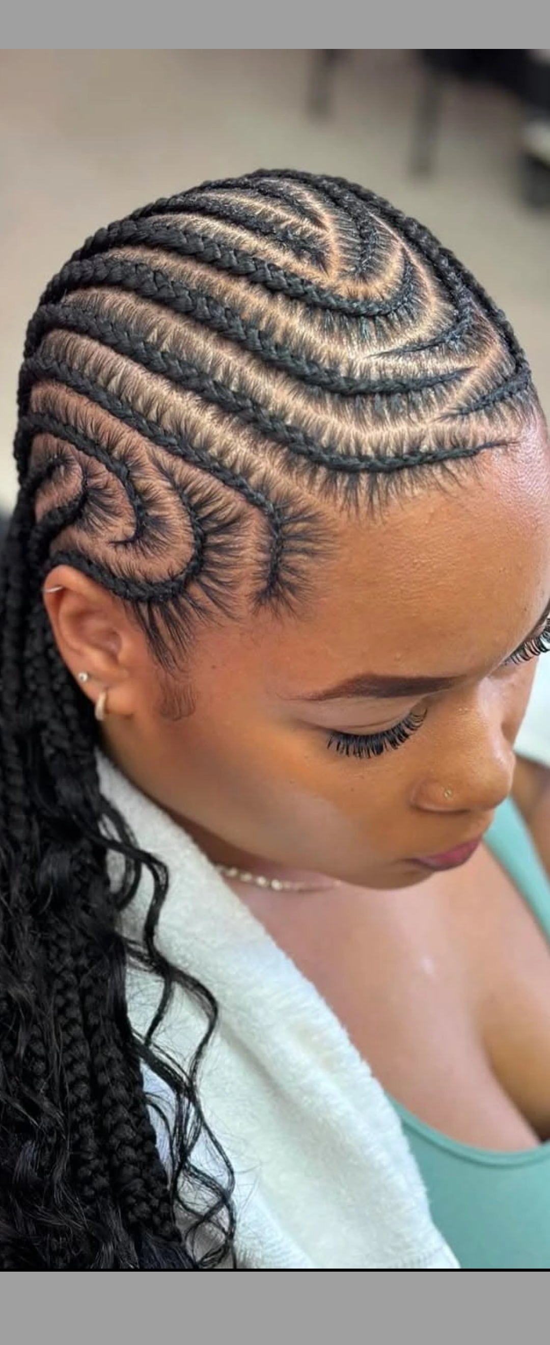 (C9) STITCH CONROWS DESIGN WITH BOHO CURLS, (SYTHENTIC CURLS)