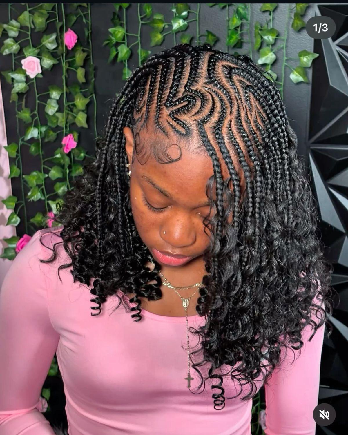 (1c..)> DESIGN BOHO CONROWS WITH HAIR INCLUDED