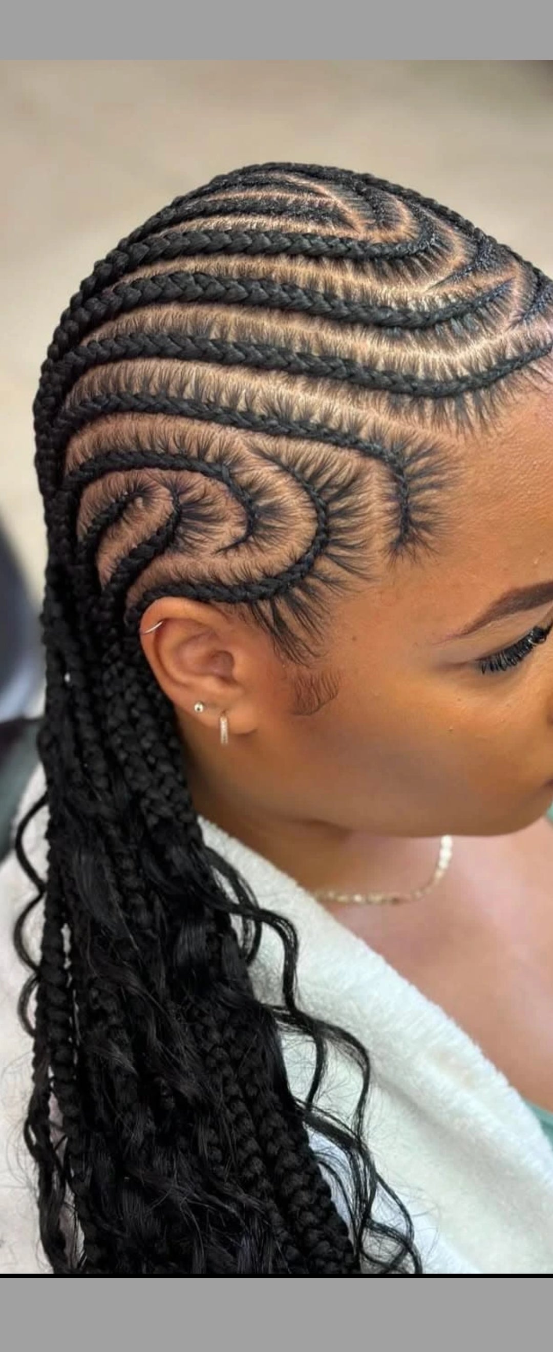 (C9) STITCH CONROWS DESIGN WITH BOHO CURLS, (SYTHENTIC CURLS)