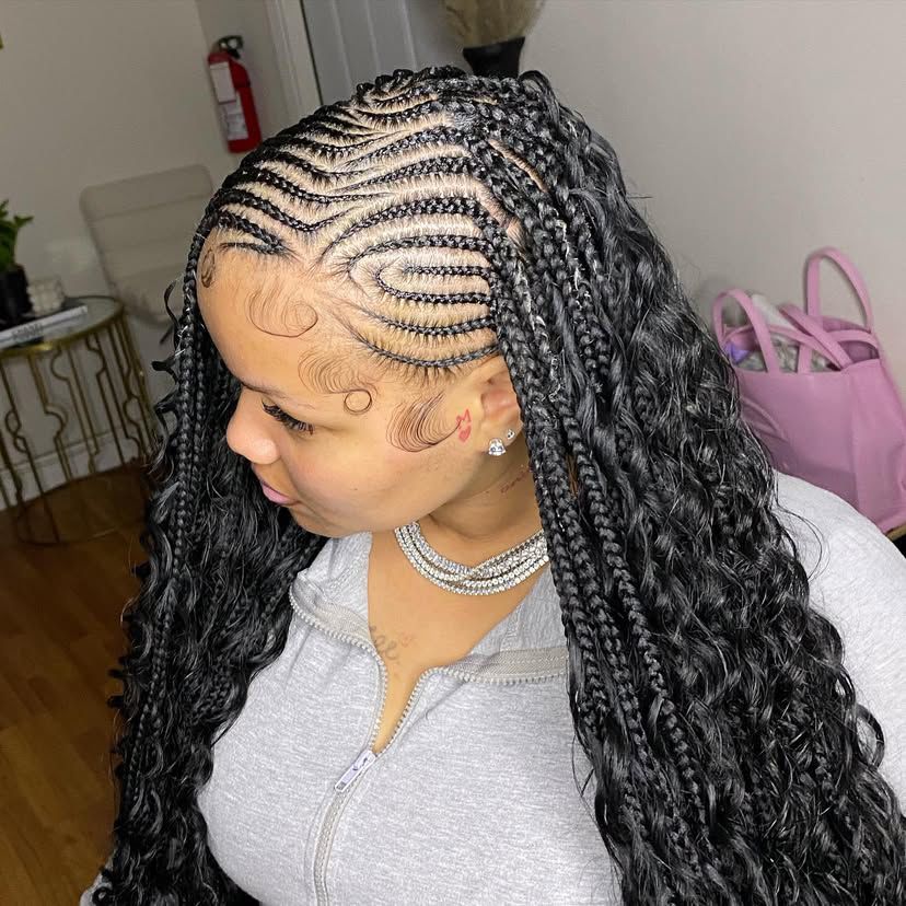 (1ac..a) FULANI BRAIDS, MID-BACK $260, ) WAIST-LENGTH $300) (SYNTHETIC CURLS INCLUDED)
