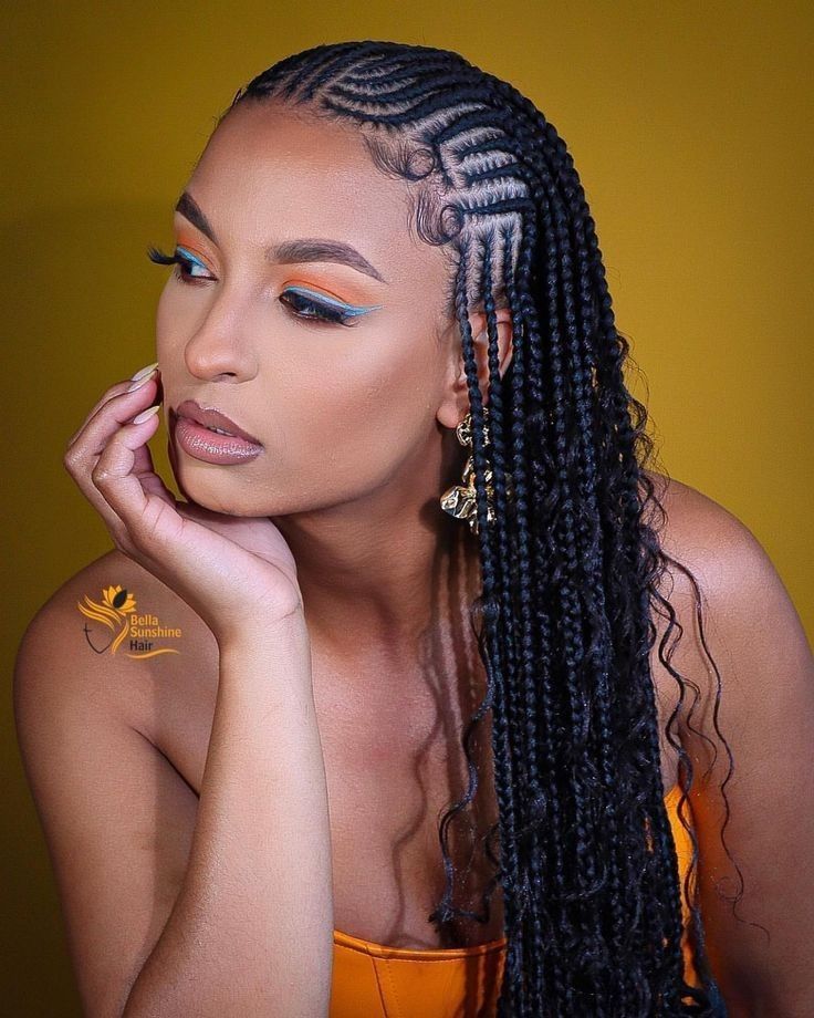 Beautiful princess boho conrows design with human hair curl Included $350, with out human hair $280, with synthetic curly $300