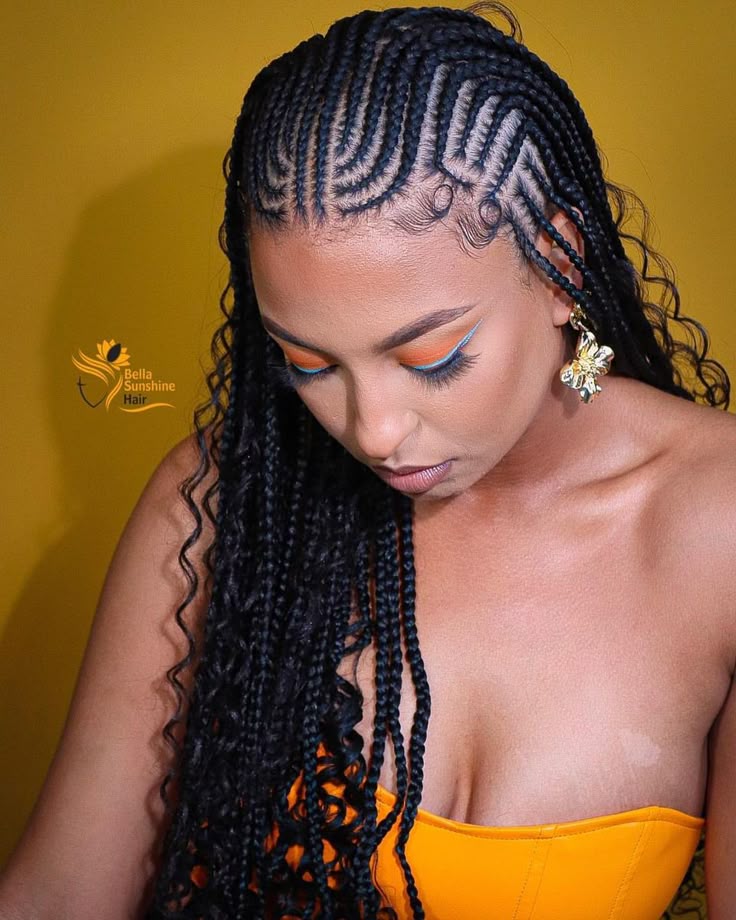Beautiful princess boho conrows design with human hair curl Included $350, with out human hair $280, with synthetic curly $300