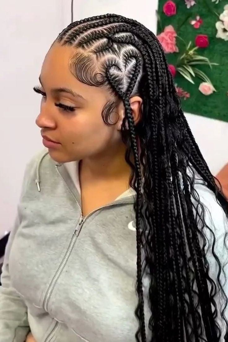 HEART DESIGN BOHO CONROWS. HAIR INCLUDED. JDelight African Braiding Salon