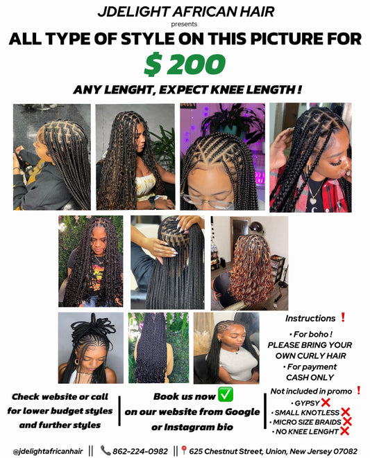 PROMO $200 ANY STYLE,  FROM WAIST-LENGTH TO MID-BACK.