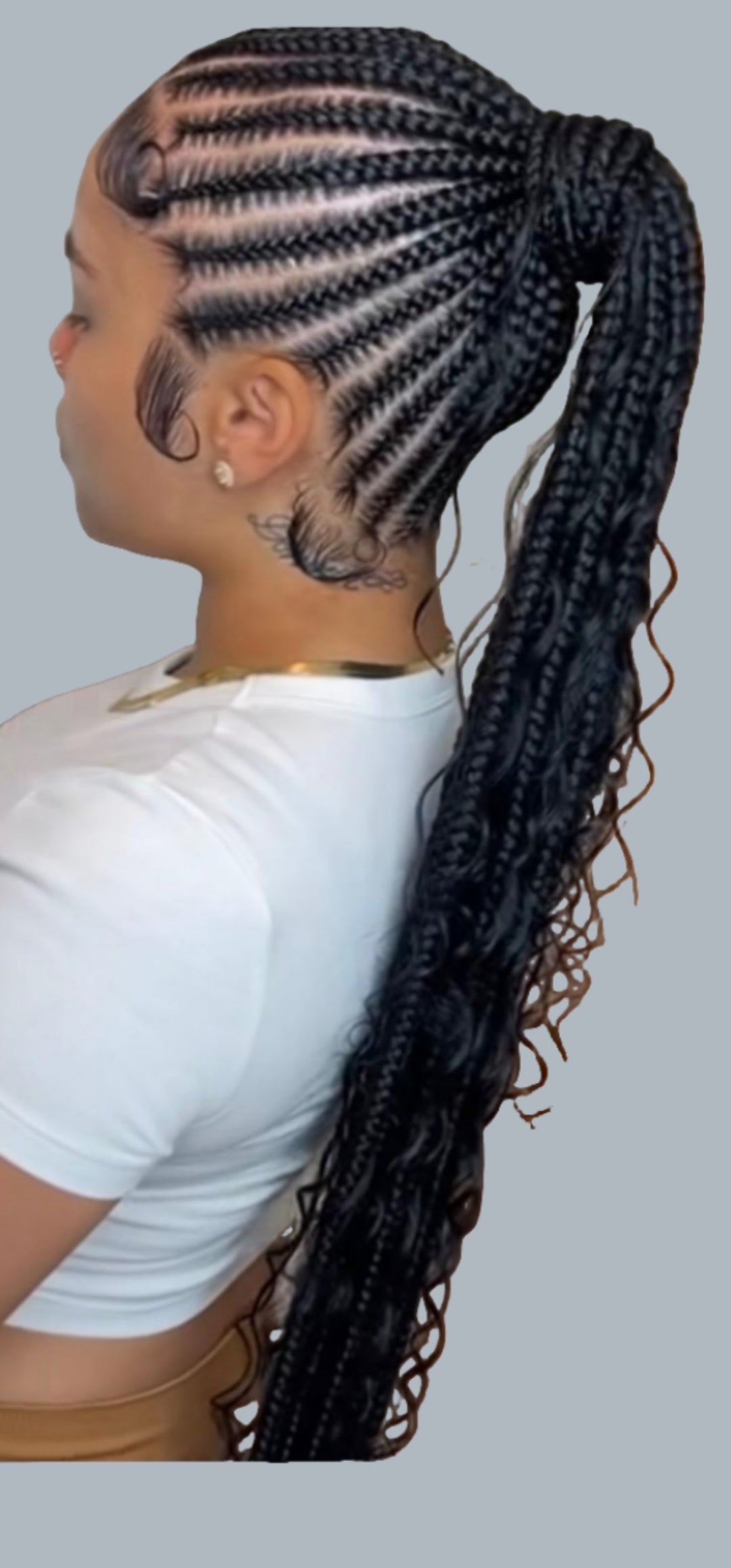 (8h) PONYTAIL BOHO CORNROWS (HAIR-INCLUDED)