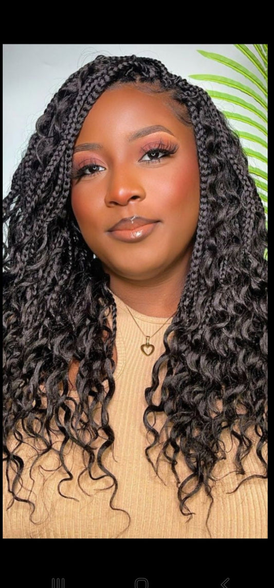 (F)> BOHO BOX BRAID SMALL MEDIUM SIZE WITH> ( HAIR-INCLUDED)