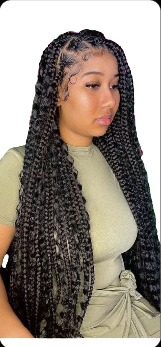 (B)> BOHO KNOWLES BOX BRAID LARGE SIZE, WAIST LENGTH, ( HAIR INCLUDED .)