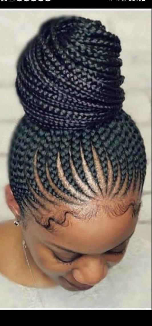 (7) PONYTAIL CONROWS DESIGN WITH ( HAIR-INCLUDED)