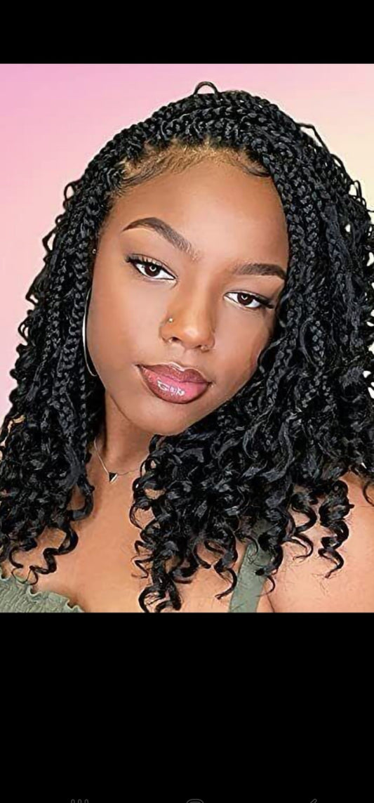 (G) BOHO SHOULDER LENGTH KNOTLESS BOX BRAID WITH (HAIR -INCLUDED)