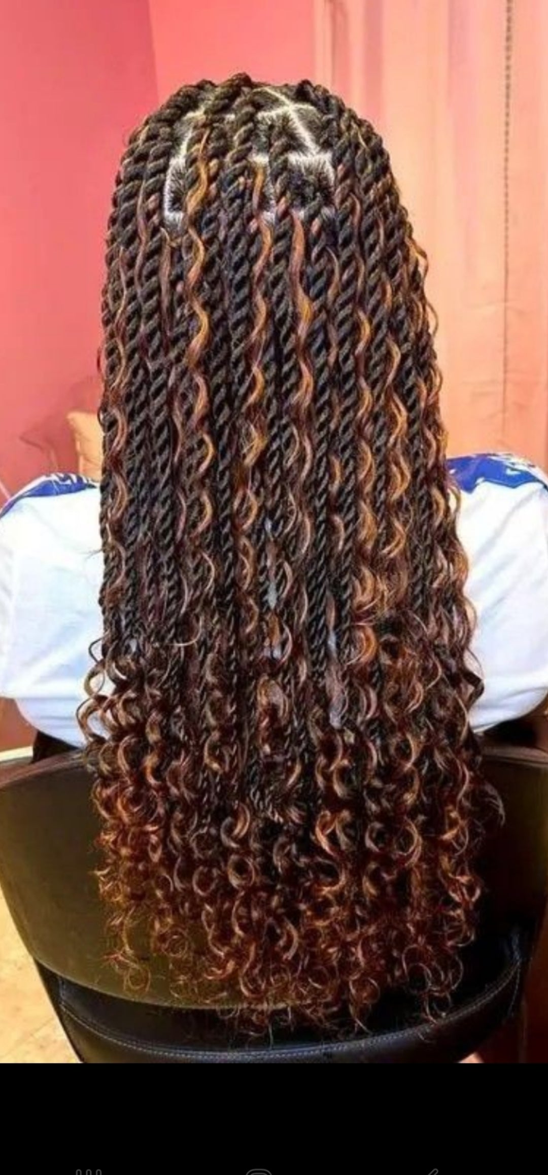 (B) > BOHO KNOTLESS BOX BRAID MEDUIM WAIST LENGTH. ( HAIR-INCLUDED)