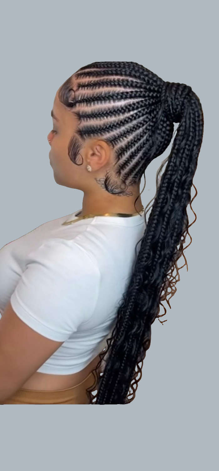 (8h) PONYTAIL BOHO CORNROWS (HAIR-INCLUDED)