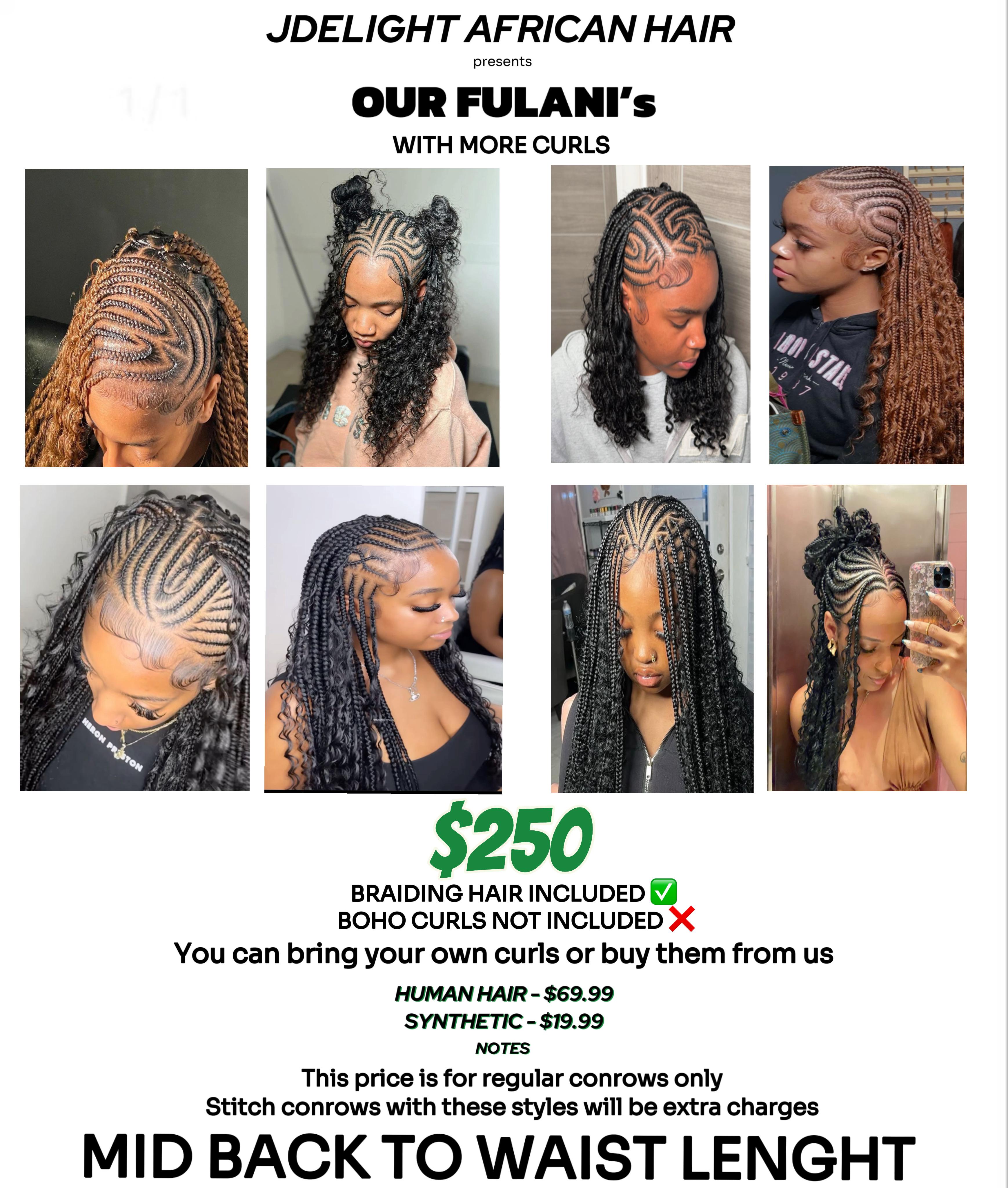 (1a) BOHEMIAN CONROWS WITH BRAIDING HAIR INCLUDED, WE DON'T PROVIDE THE CURLY HAIR BUT WE SELL IT SEPARATELY. $20 $70.