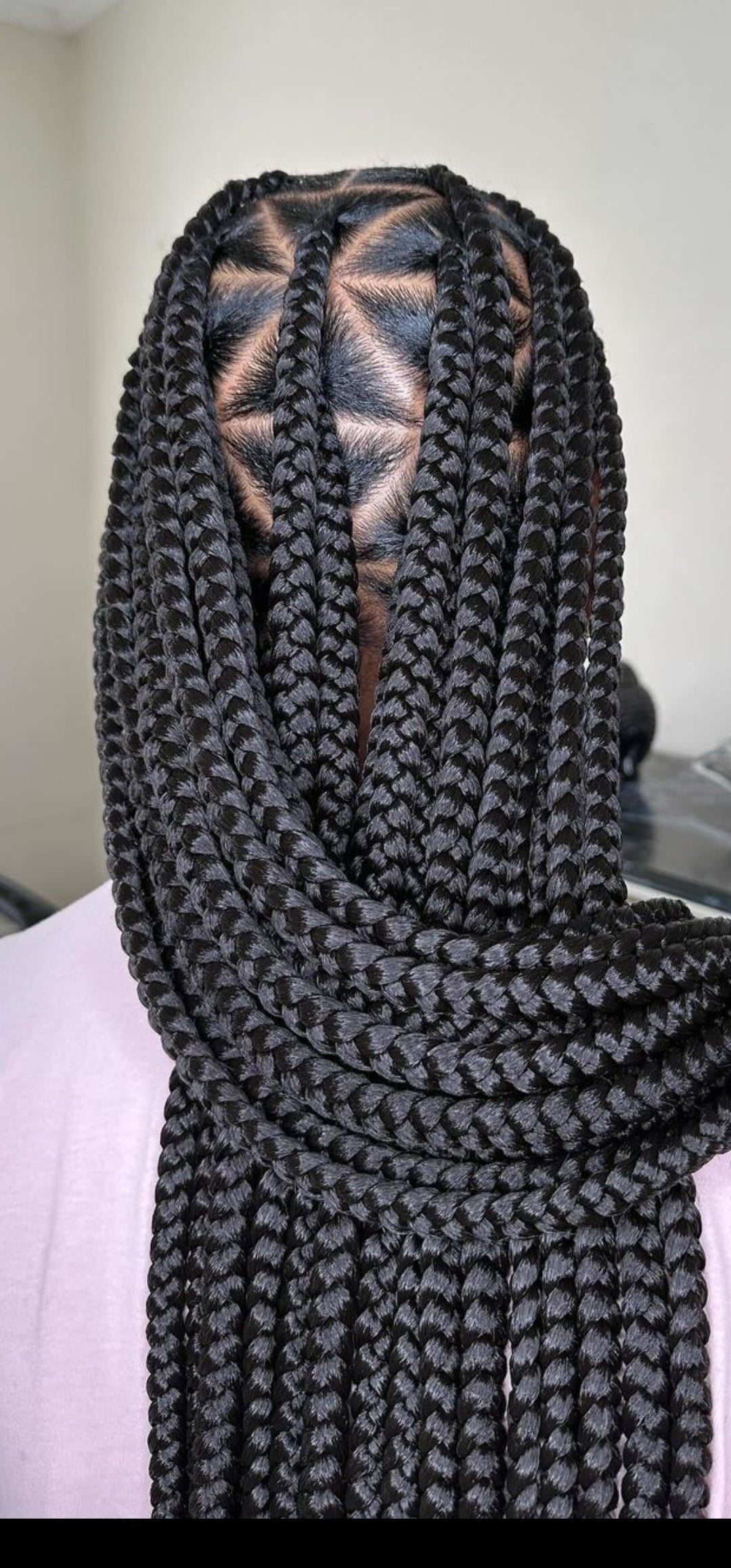 (F)> > TRIANGLE KNOTLESS BRAIDS <LARGE> WITH (HAIR INCLUDED)  > (MID-BACK $180) > (WAIST LENGTH $200)  ( BUTT LENGTH $230)