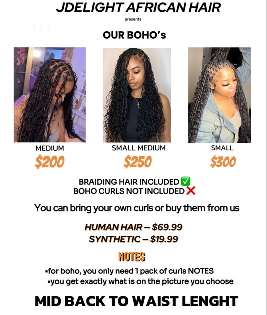 (1) > BOHO KNOTLESS BOX BRAID PROMO, PLEASE READ FLYER.