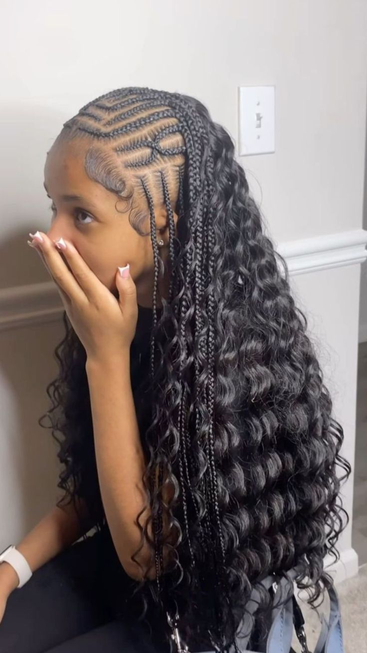 (1b) KIDS BOHO CONROWS DESIGN WITH HAIR INCLUDED. KIDS UNDER 10 YEARS OLD.