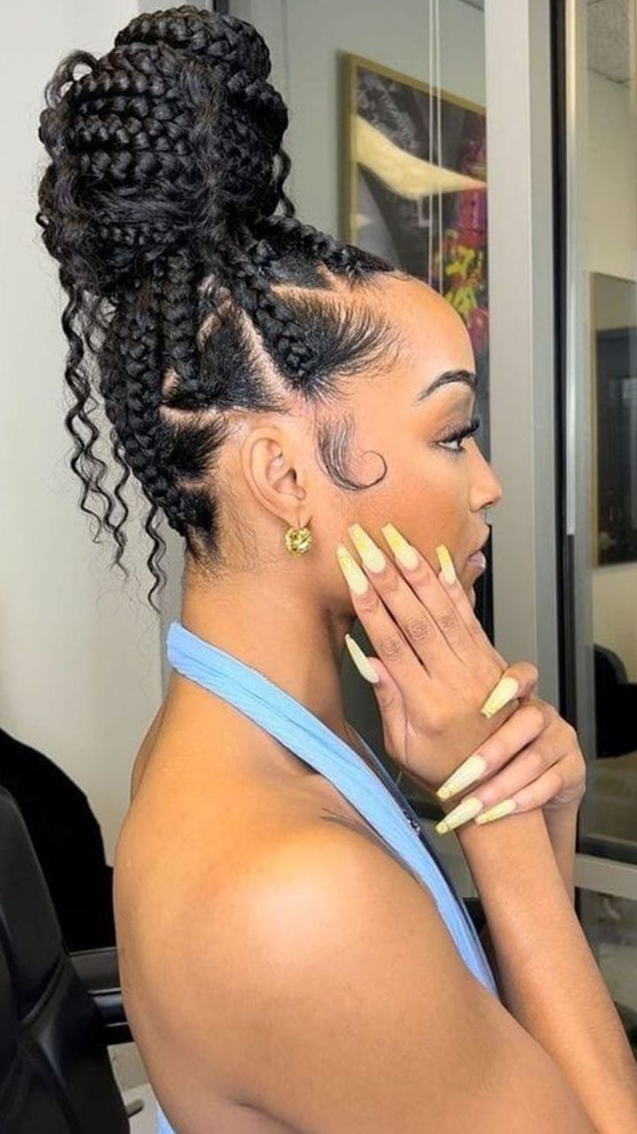 (1b) LARGE BOHO KNOTLESS BOX BRAID WITH FEW CURLS. MID-BACK OR WAIST LENGTH.