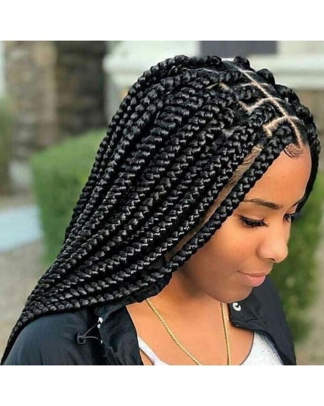 (F) >BOX BRAID MEDUIM ( MID- BACK $170) ( WAIST LENGTH $200) ( HAIR-INCLUDED)