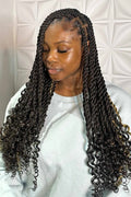 (1a) TWIST BRAIDS  MEDIUM SIZE,  MID-BACK TO WAIST-LENGTH WITH HAIR INCLUDED.