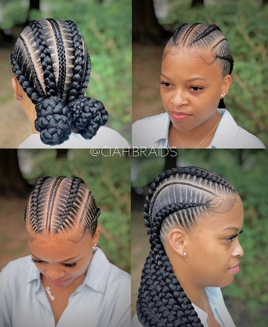 (8*) FOUR STITCH CONROWS,  ( HAIR-INCLUDED) ANY LENGTH.