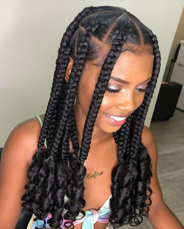 (I)> JUMBO CURLS KNOTLESS BOX BRAID (HAIR-INCLUDED)