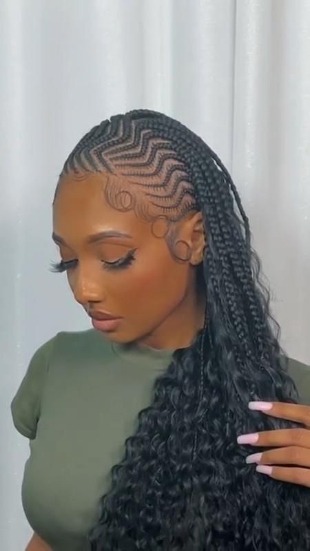(1c) BOHO CORNROWS WITH KNOTLESS BOX BRAID.