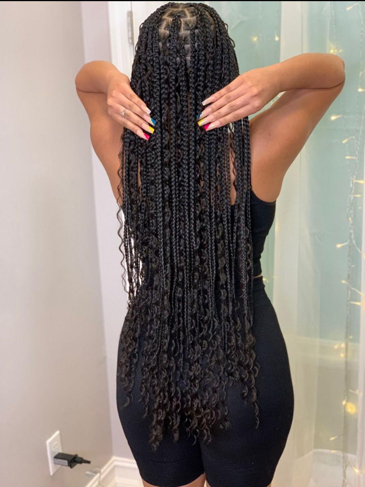 (B) KNOTLESS BOX BRAIDS & TWISTS (MID-BACK $220) (WAIST-LENGTH $270) ( BUTT OR UNDER BUTT $300) HAIR-INCLUDED.