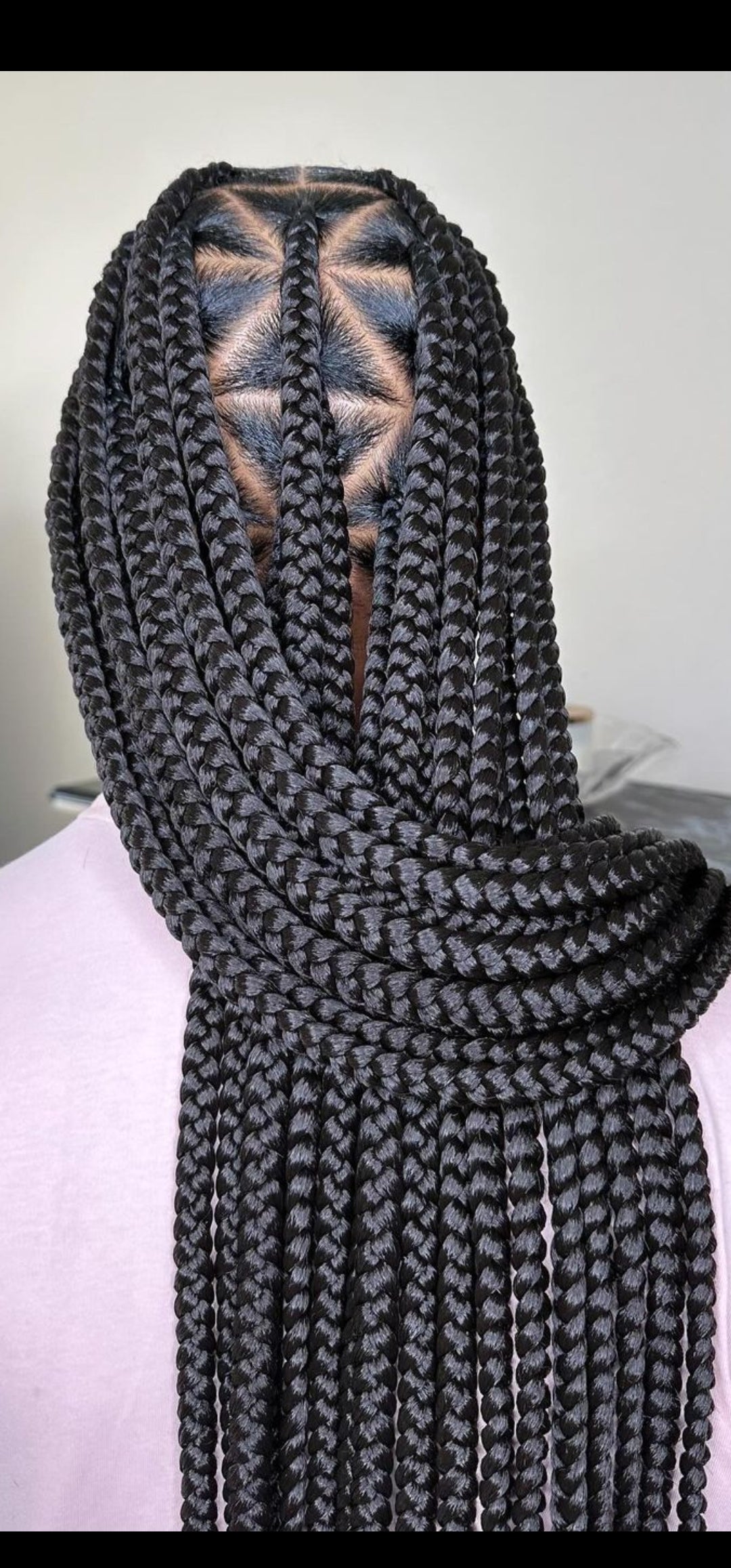 (F)> > TRIANGLE KNOTLESS BRAIDS <LARGE> WITH (HAIR INCLUDED)  > (MID-BACK $180) > (WAIST LENGTH $200)  ( BUTT LENGTH $230)