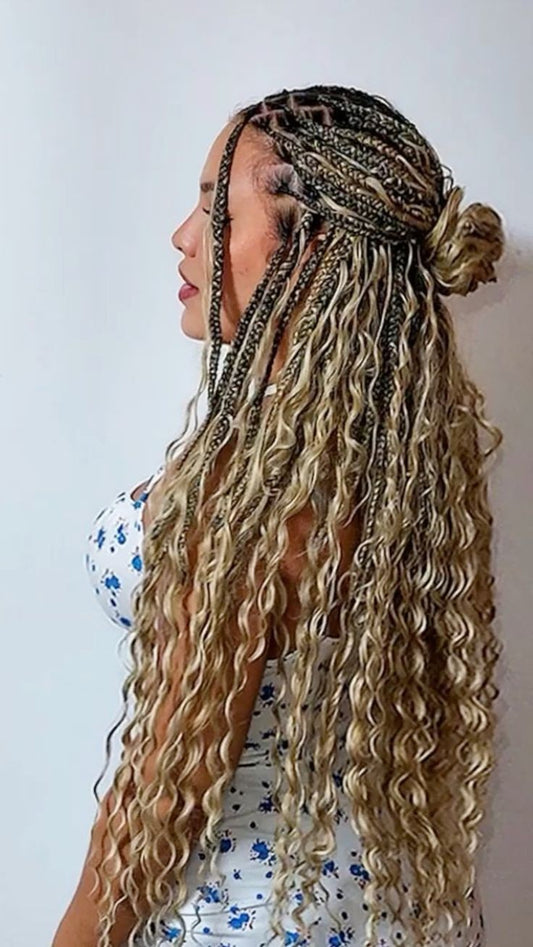 (F4) BOHO KNOTLESS BOX BRAID, SMALL MEDIUM (HAIR-INCLUDED) ( MID-BACK $250), (WAIST LENGTH $280)