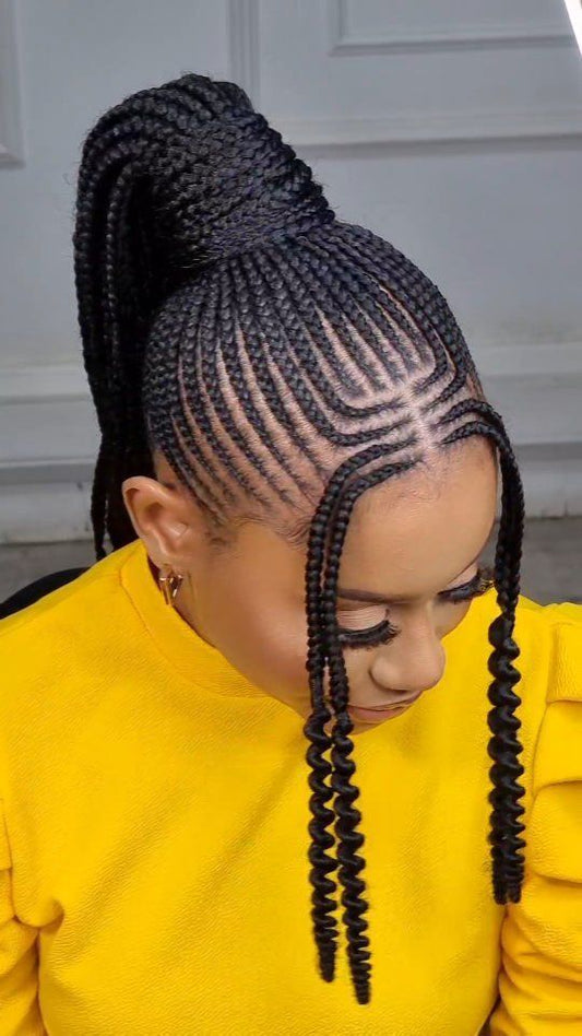 (1d) BEAUTIFUL CONROWS DESIGN,  SCROLL TO SELECT ANY CONROWS DESIGN HERE IS $200 WITH BRAIDING HAIR INCLUDED
