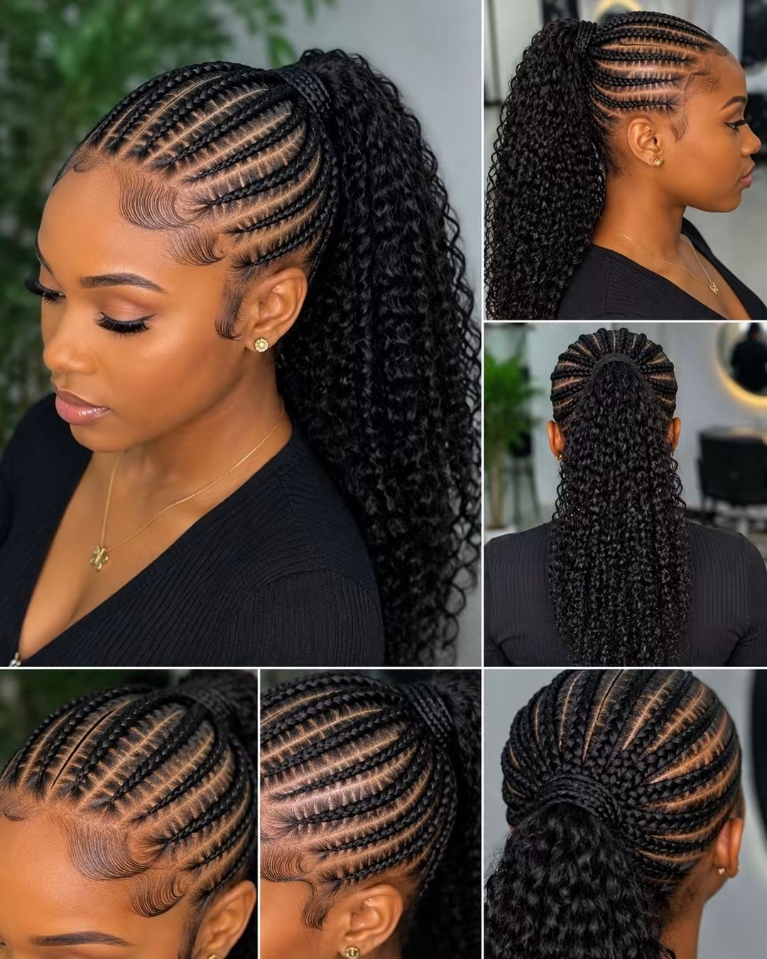H6, PONYTAIL CONROW WITH  SYNTHETIC BON.