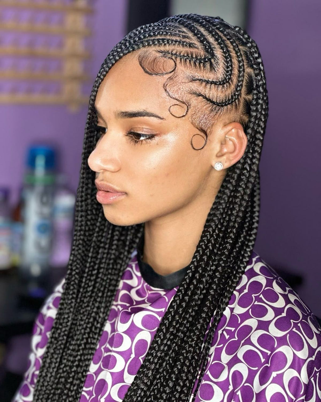 (1d) BEAUTIFUL CONROWS DESIGN,  SCROLL TO SELECT ANY CONROWS DESIGN HERE IS $200 WITH BRAIDING HAIR INCLUDED