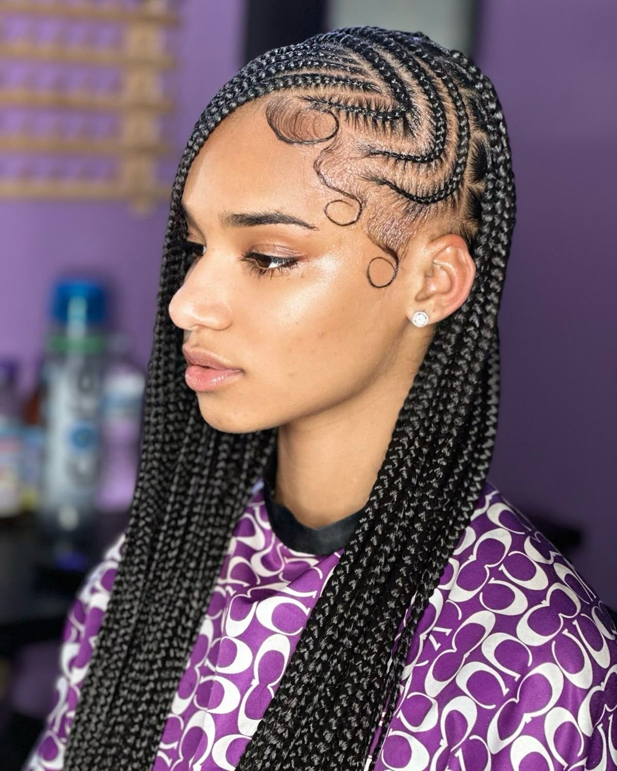 (1d) BEAUTIFUL CONROWS DESIGN,  SCROLL TO SELECT ANY CONROWS DESIGN HERE IS $200 WITH BRAIDING HAIR INCLUDED