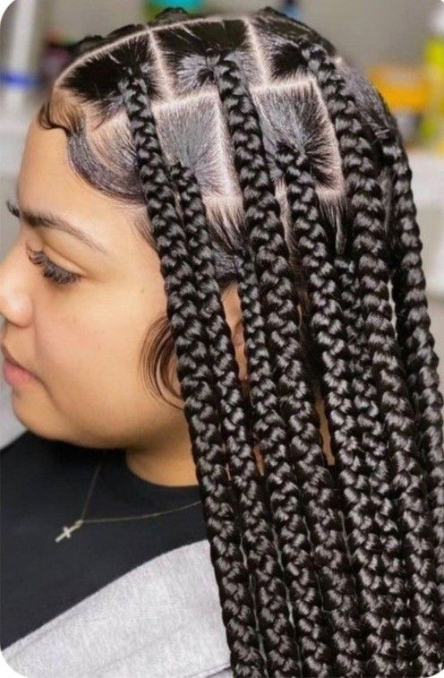 (1.) KNOTLESS BOX BRAID LARGE WITH HAIR INCLUDED.  (SHOULDER LENGTH $150) (MID-BACK $180) (WAIST-LENGTH $200)  (BUTT LENGTH $220) (UNDER BUTT LENGTH $250)
