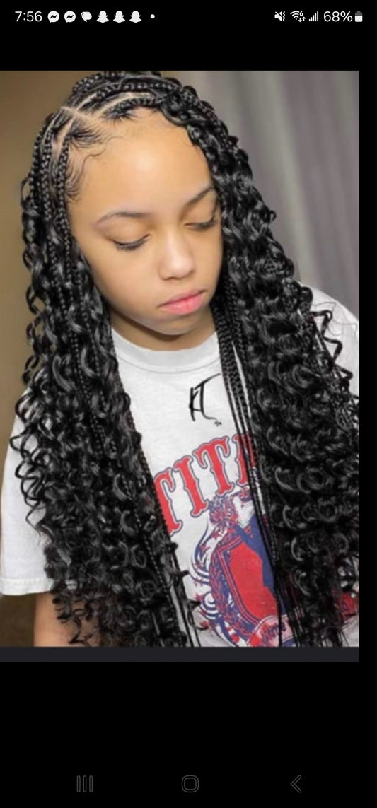 (9k) KIDS BOHO KNOTLESS BOX BRAIDS,( HAIR-INCLUDED)