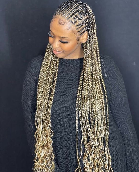 (1c)  CONROWS DESIGN WITH KNOTLESS,  HAIR-INCLUDED.