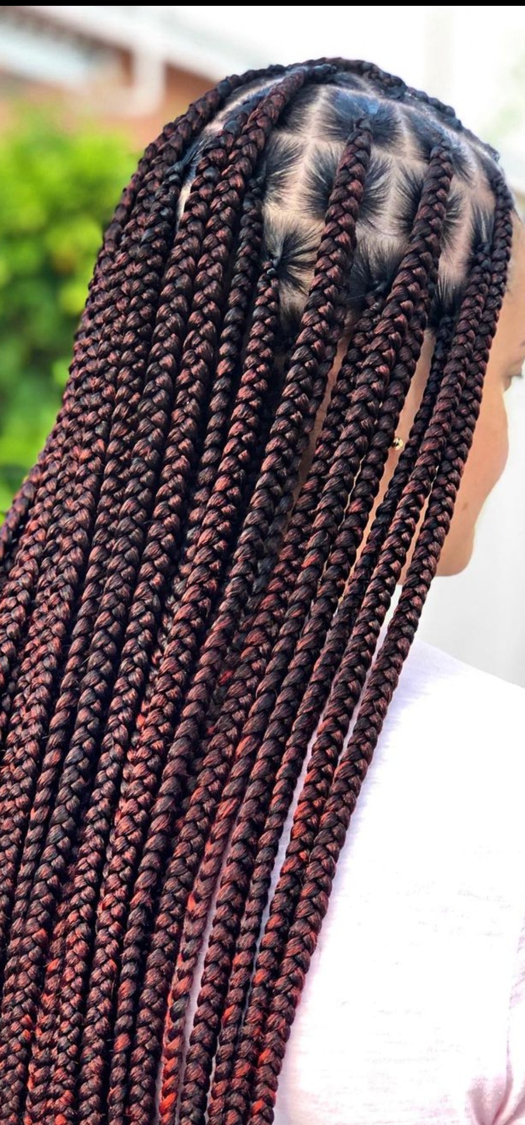 (F)> MEDIUM LARGE KNOTLESS BOX BRAID, (MID - BACK  $160)  (WAIST LENGTH $180)  ( HAIR-INCLUDED)