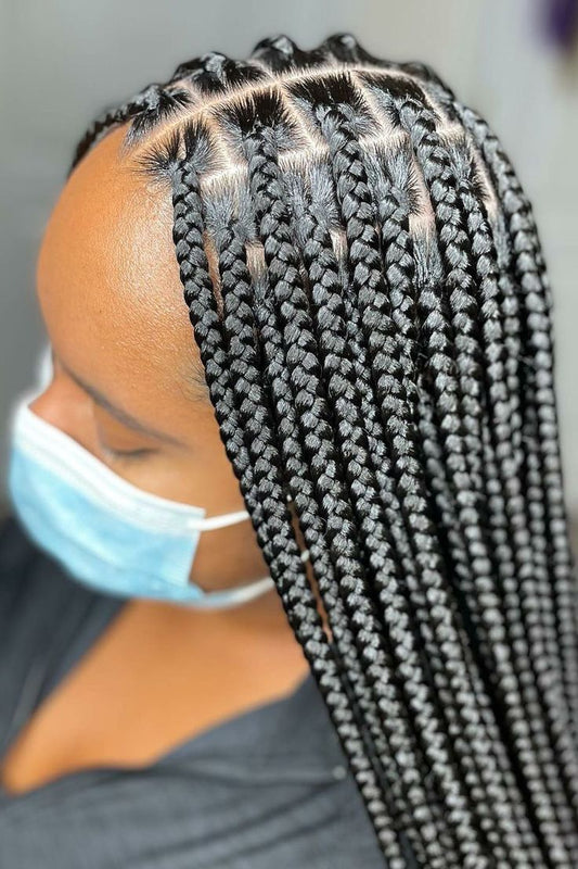 (1) - MEDUIM KNOWLESS BOX BRAID WITH HAIR  INCLUDED. (SHOULDER LENGTH $160) (MID-BACK $180) (WAIST-LENGTH $200) (UNDER BUTT $250) (KNEEL LENGTH $300)