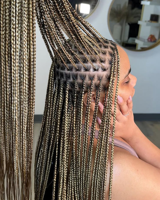 ( 1 ) - EXTRA  SMALL KNOTLESS BOX BRAIDS WITH  HAIR INCLUDED.  (SHOULDER LENGTH - $250) ( MID-BACK- $300) ( WAIST-LENGTH  -$350) ( BUTT LENGTH $400).