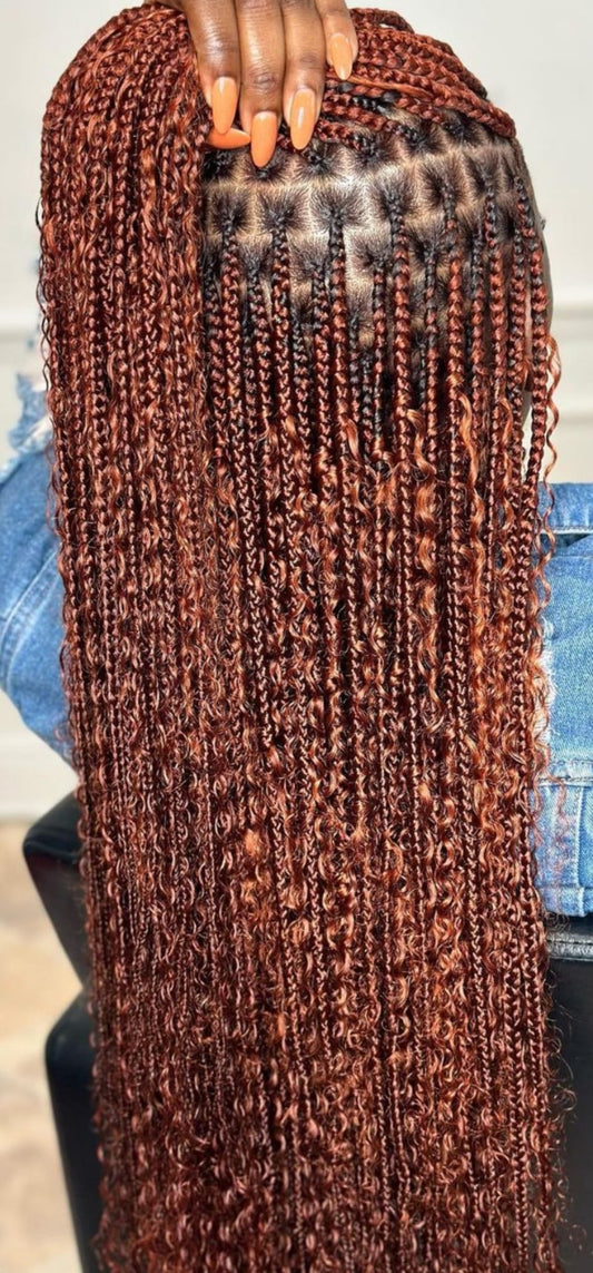 (B)>BOHEMIAN KNOTLESS BOX BRAIDS,  ( MID-BACK $250) ( WAISTLENGTH $300.)        (HAIR   INCLUDED)