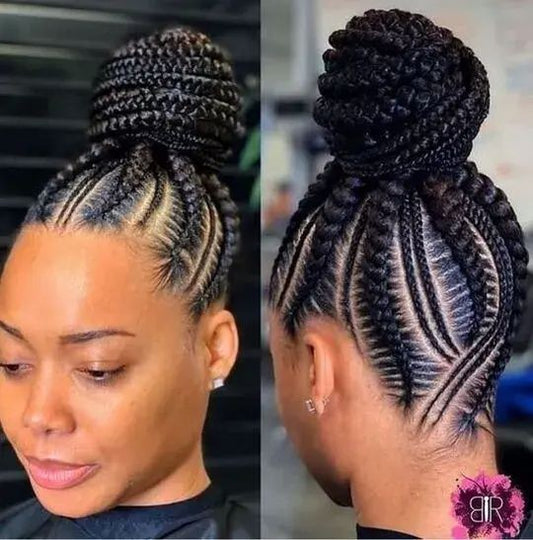 (8*) PONYTAIL CONROWS WITHOUT STITCH ($180) WITH STITCH ( $230) ( HAIR-INCLUDED)