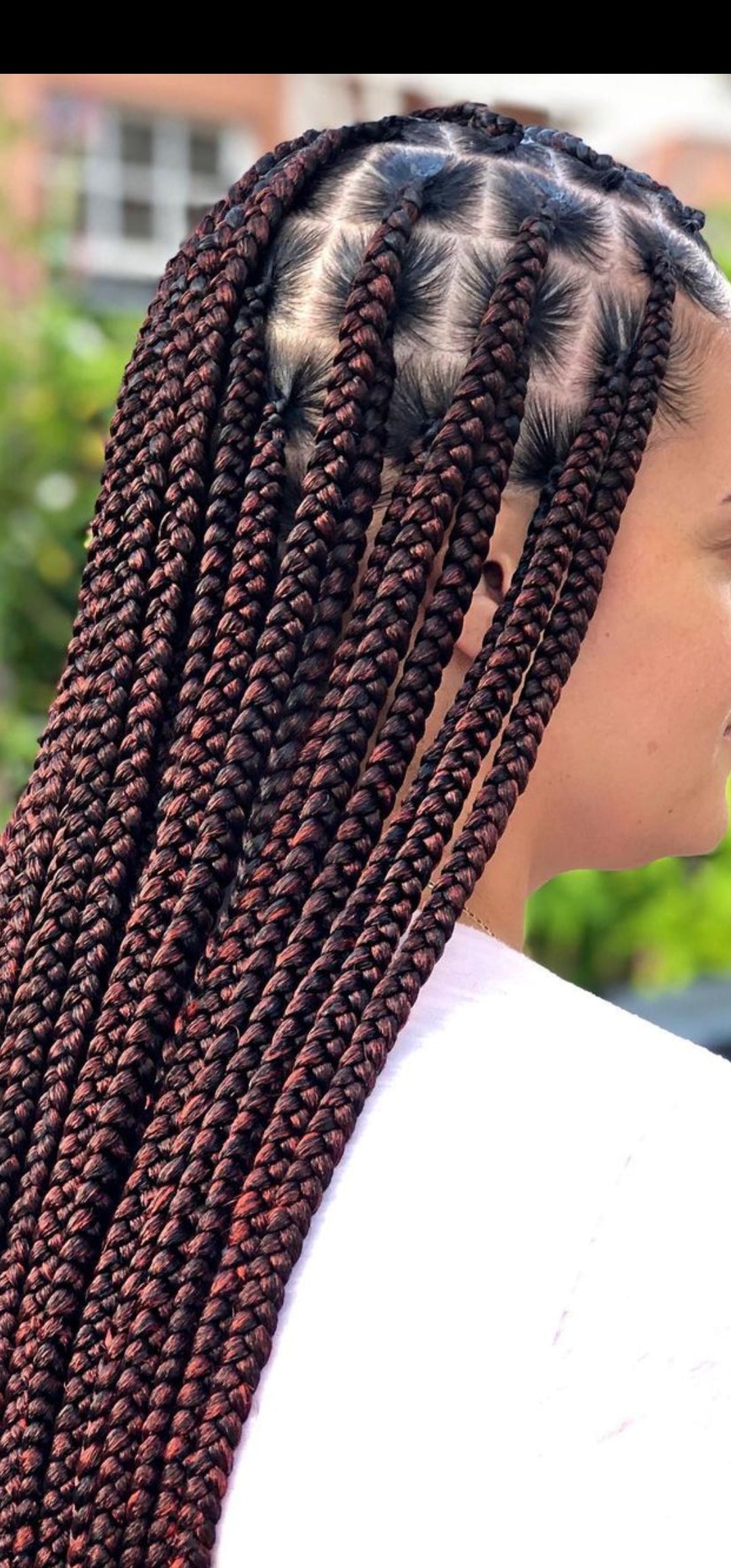 (F)> MEDIUM LARGE KNOTLESS BOX BRAID, (MID - BACK  $160)  (WAIST LENGTH $180)  ( HAIR-INCLUDED)