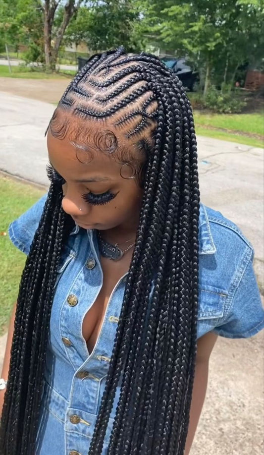 (C3)  CONROWS DESIGN, MID-BACK AND WAIST-LENGTH,  HAIR INCLUDED