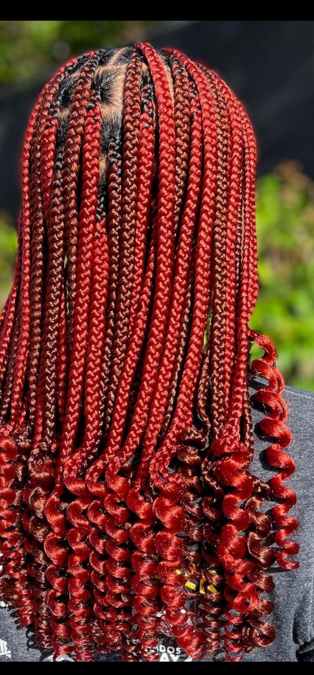 (E)> RED MIX KNOTLESS BOX BRAID MEDIUM ( HAIR-INCLUDED)